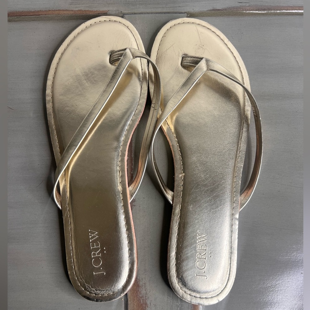 Metallic Gold J Crew Factory thong sandals size 10